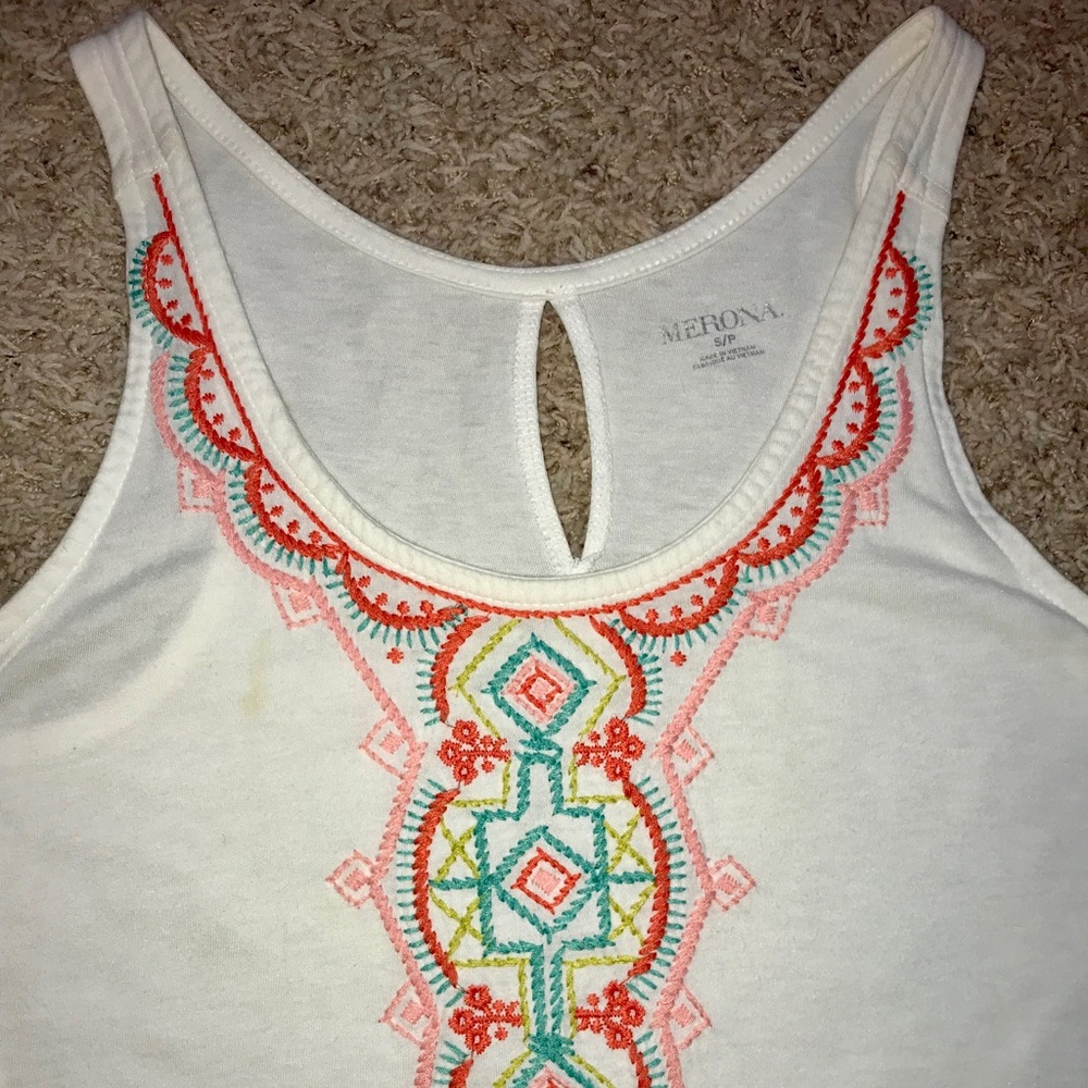 Target Mossimo embroidered keyhole tank top